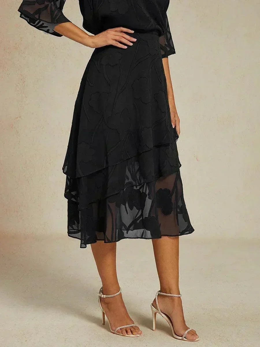 Falda midi de gasa floral - Nhaura
