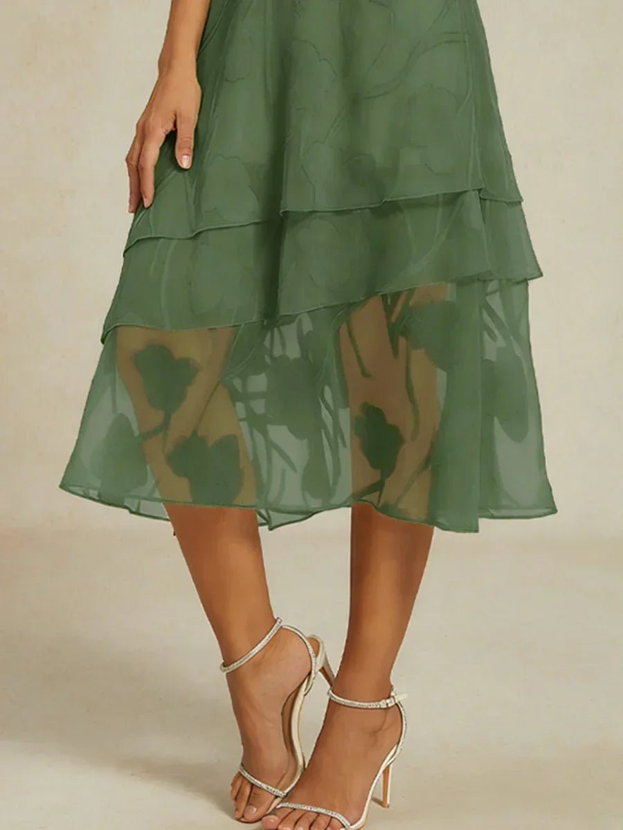 Falda midi de gasa floral - Nhaura