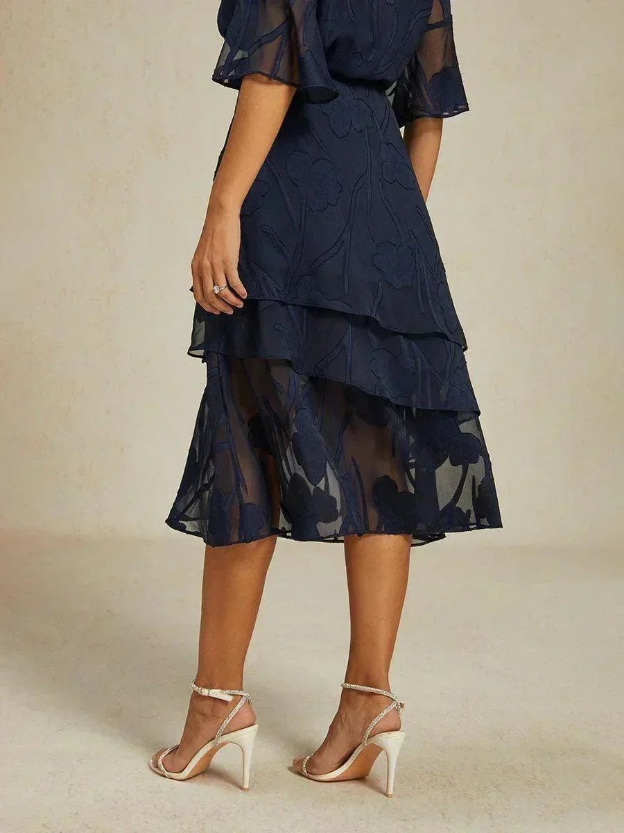 Falda midi de gasa floral - Nhaura
