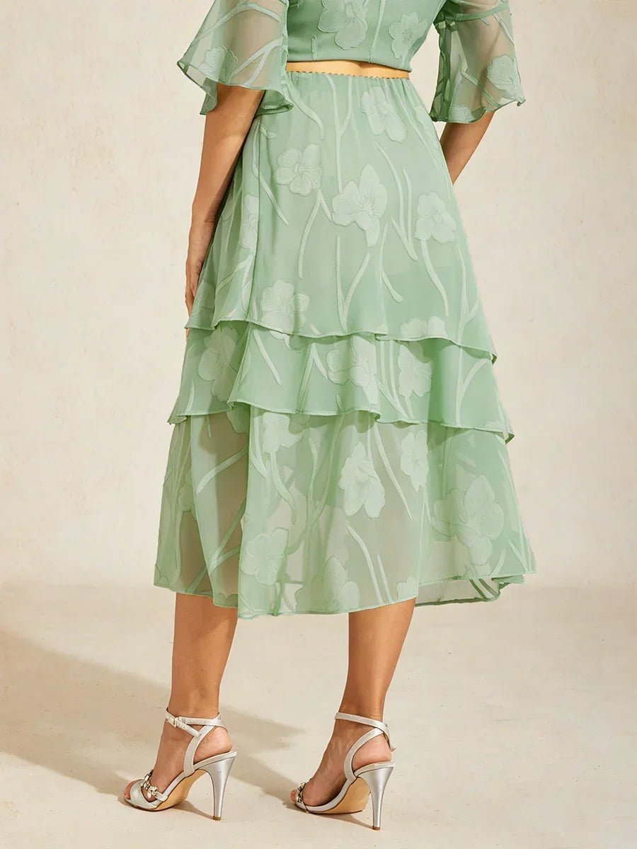 Falda midi de gasa floral - Nhaura