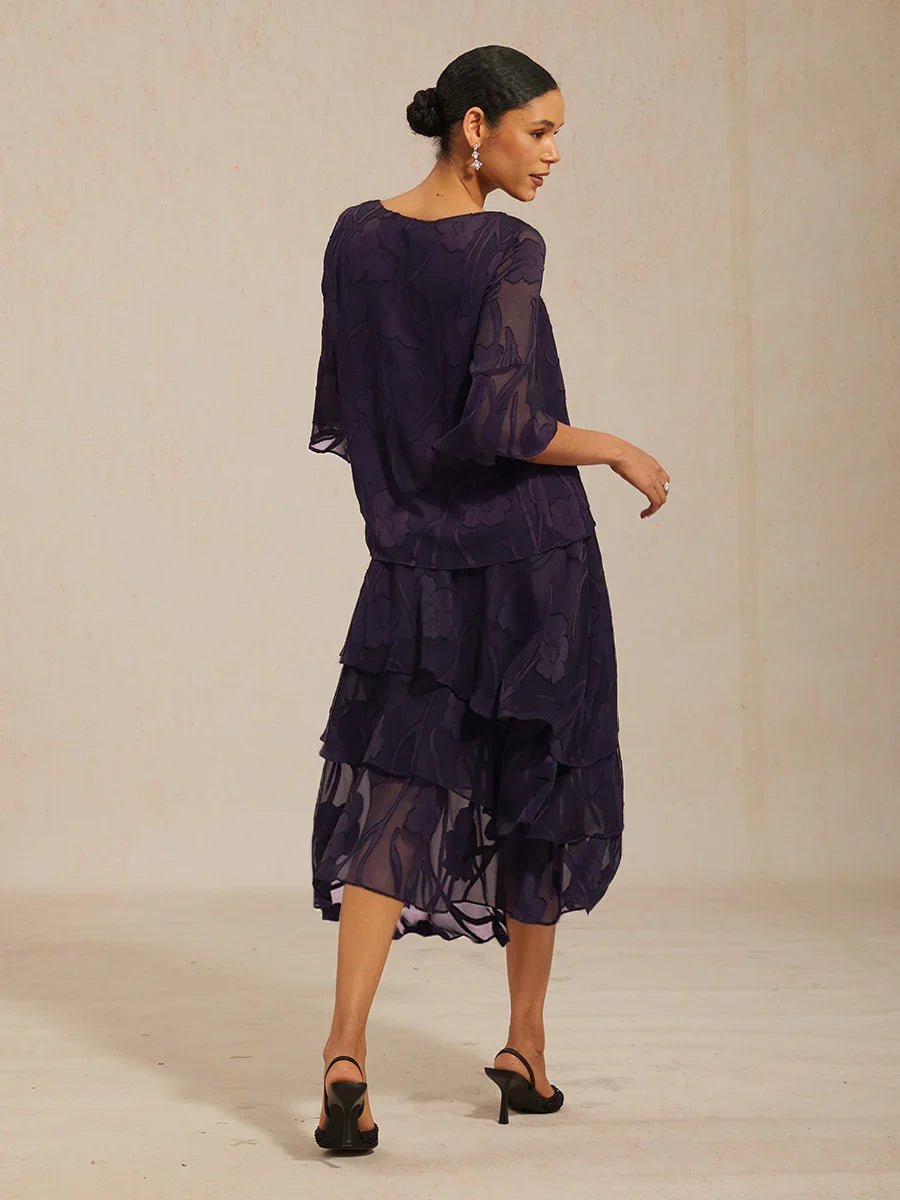 Falda midi de gasa floral - Nhaura