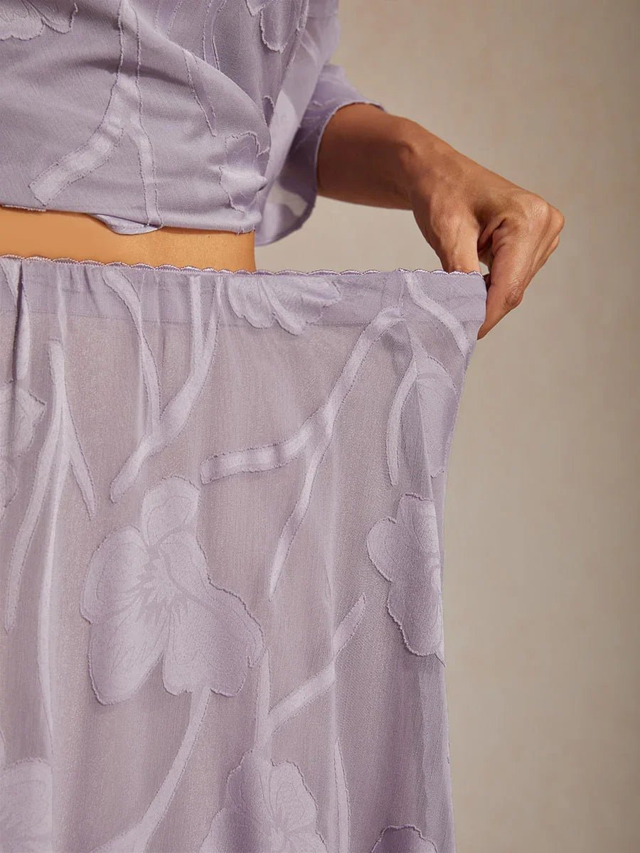 Falda midi de gasa floral - Nhaura