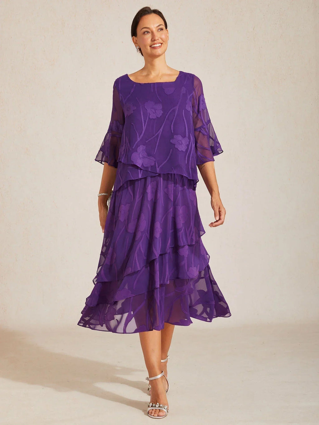 Falda midi de gasa floral - Nhaura