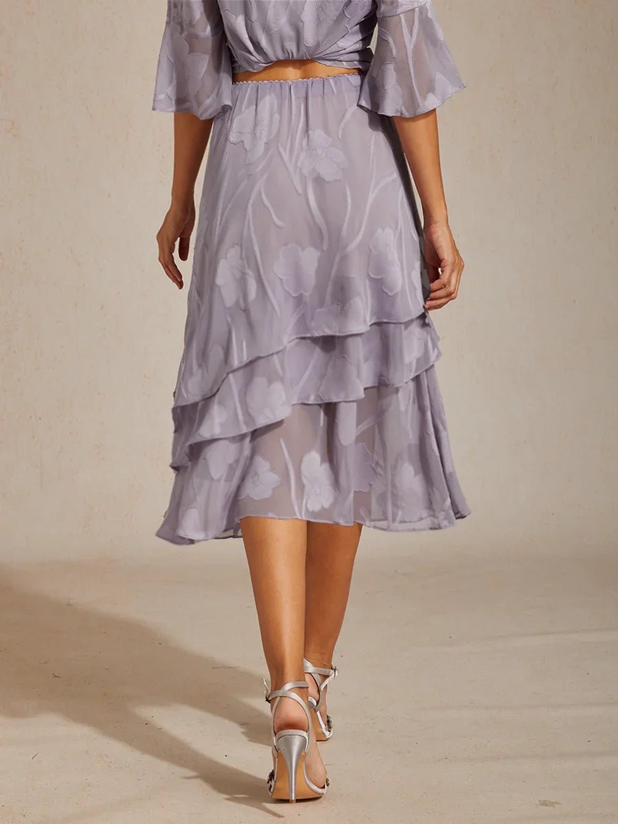 Falda midi de gasa floral - Nhaura