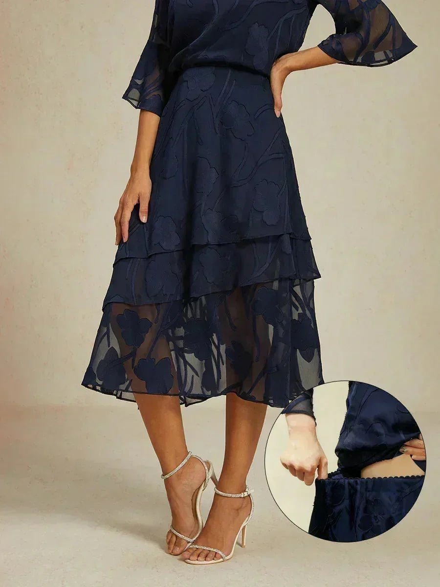 Falda midi de gasa floral - Nhaura