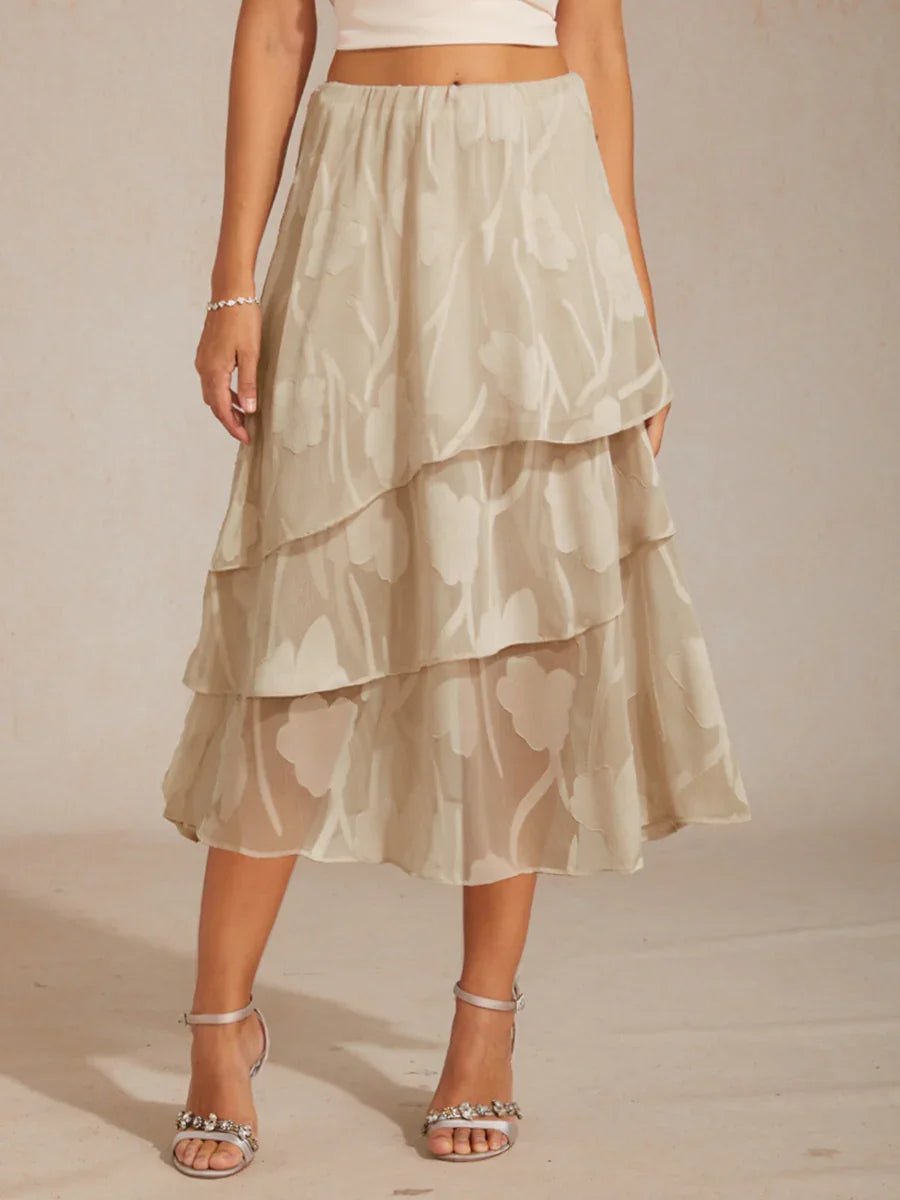 Falda midi de gasa floral - Nhaura