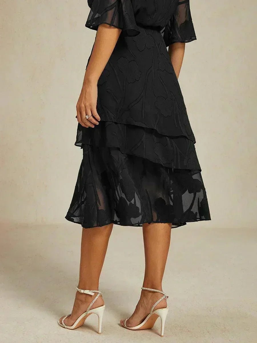 Falda midi de gasa floral - Nhaura