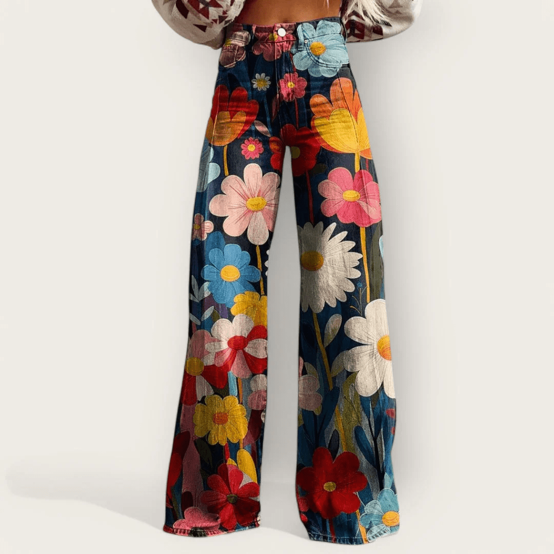 FLOREAL | VAQUEROS OVERSIZE DE CORTE ANCHO - Nhaura