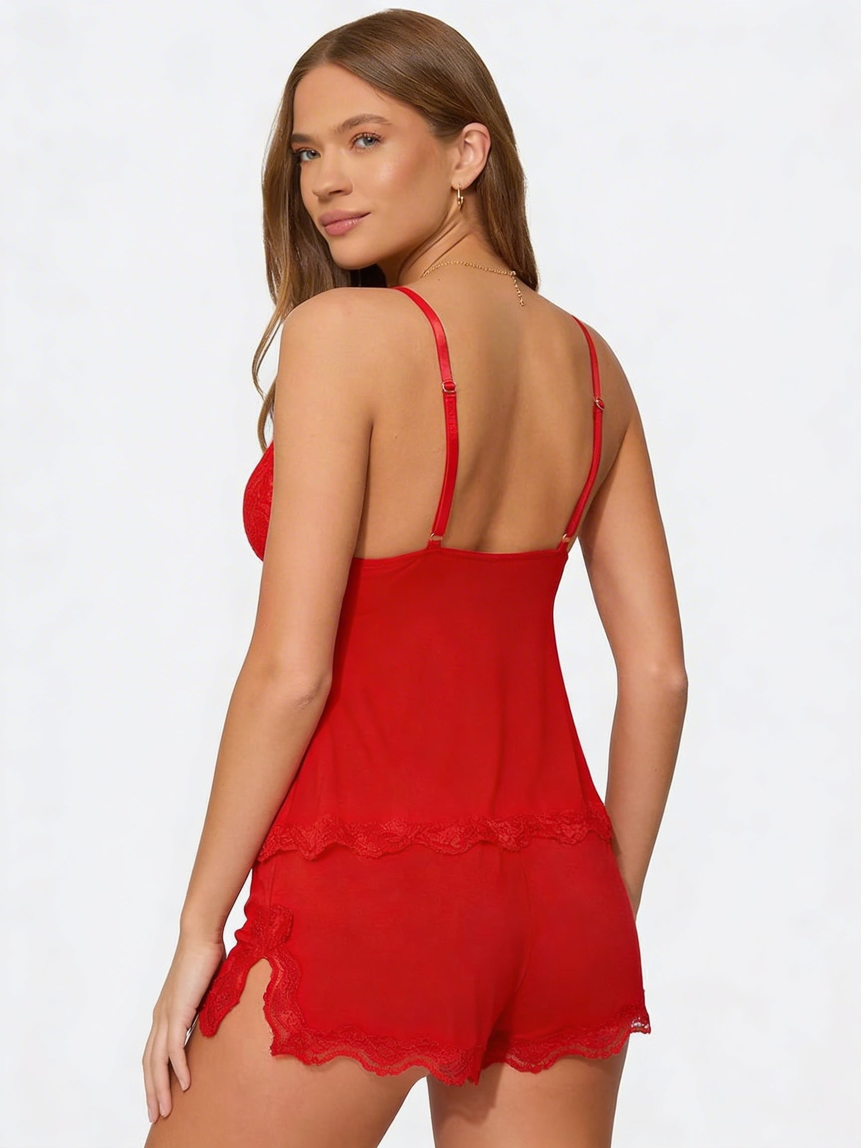 Conjunto lencero con encaje