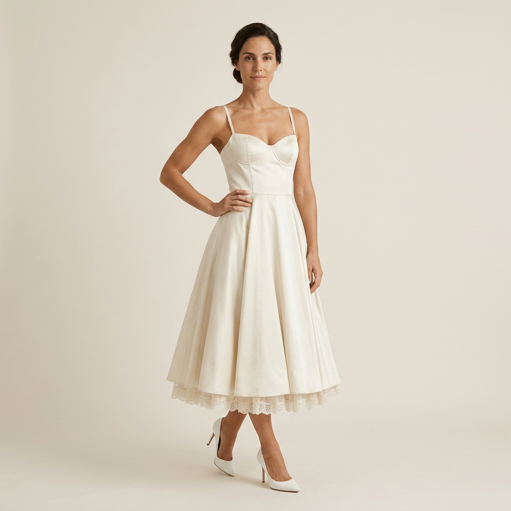 Vestido Midi Corsé Polipiel Falda Evasé Vuelo para Mujer
