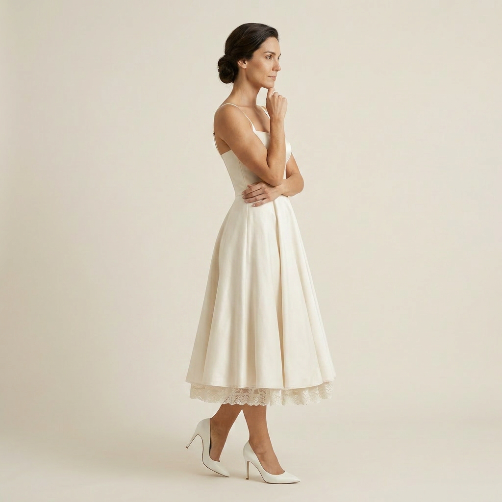 Vestido Midi Corsé Polipiel Falda Evasé Vuelo para Mujer