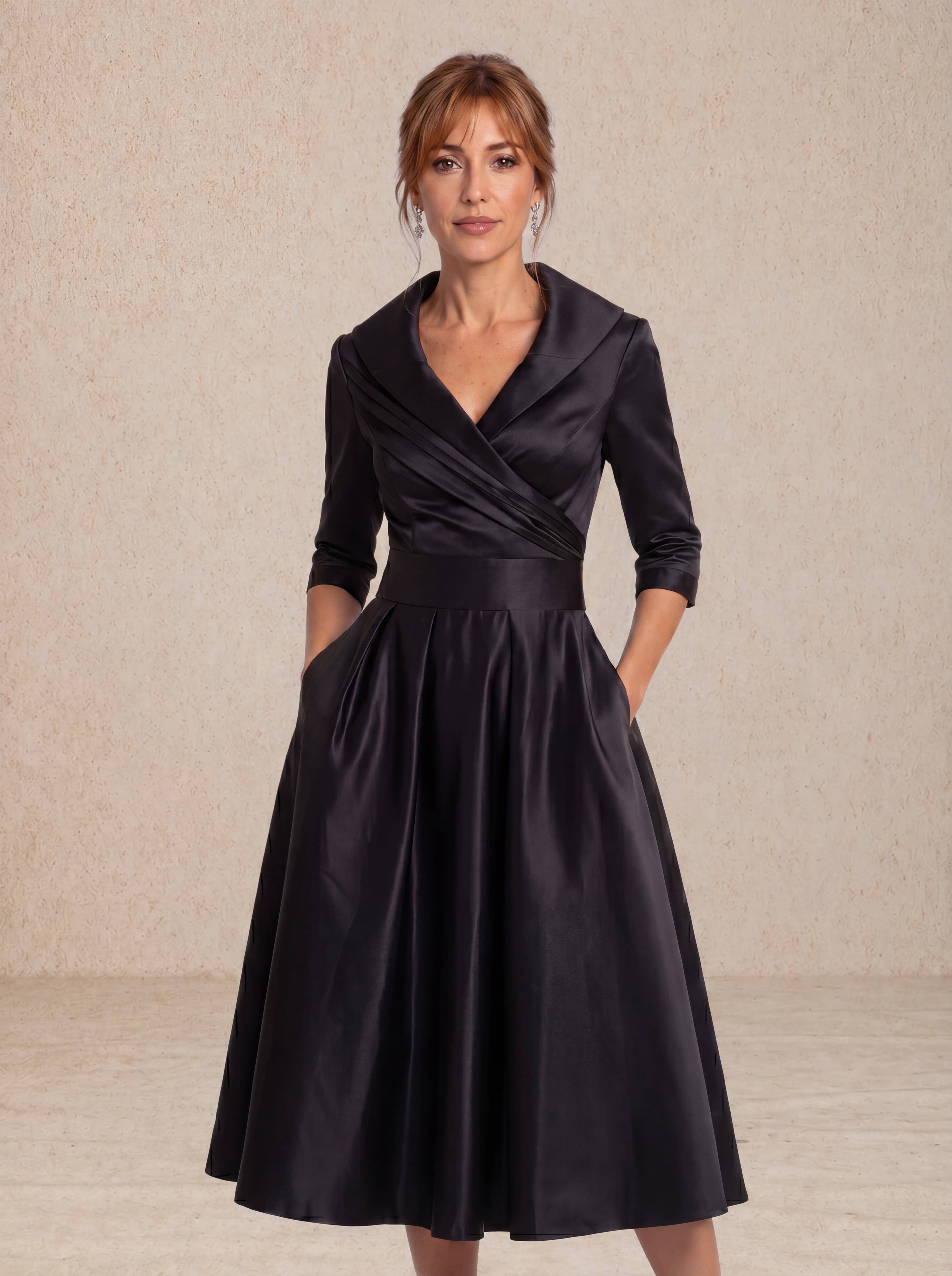 Vestido midi satinado elegante