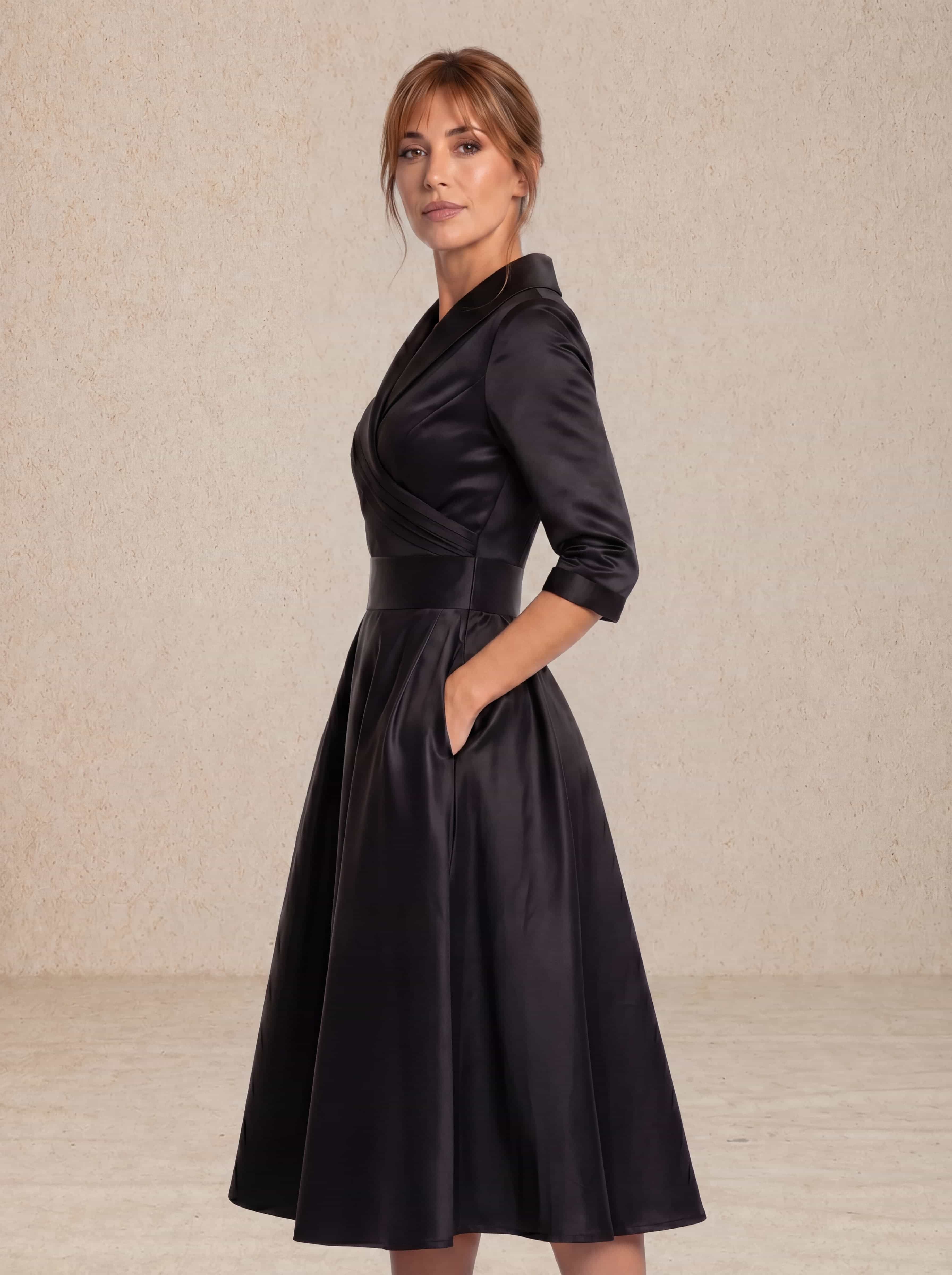 Vestido midi satinado elegante