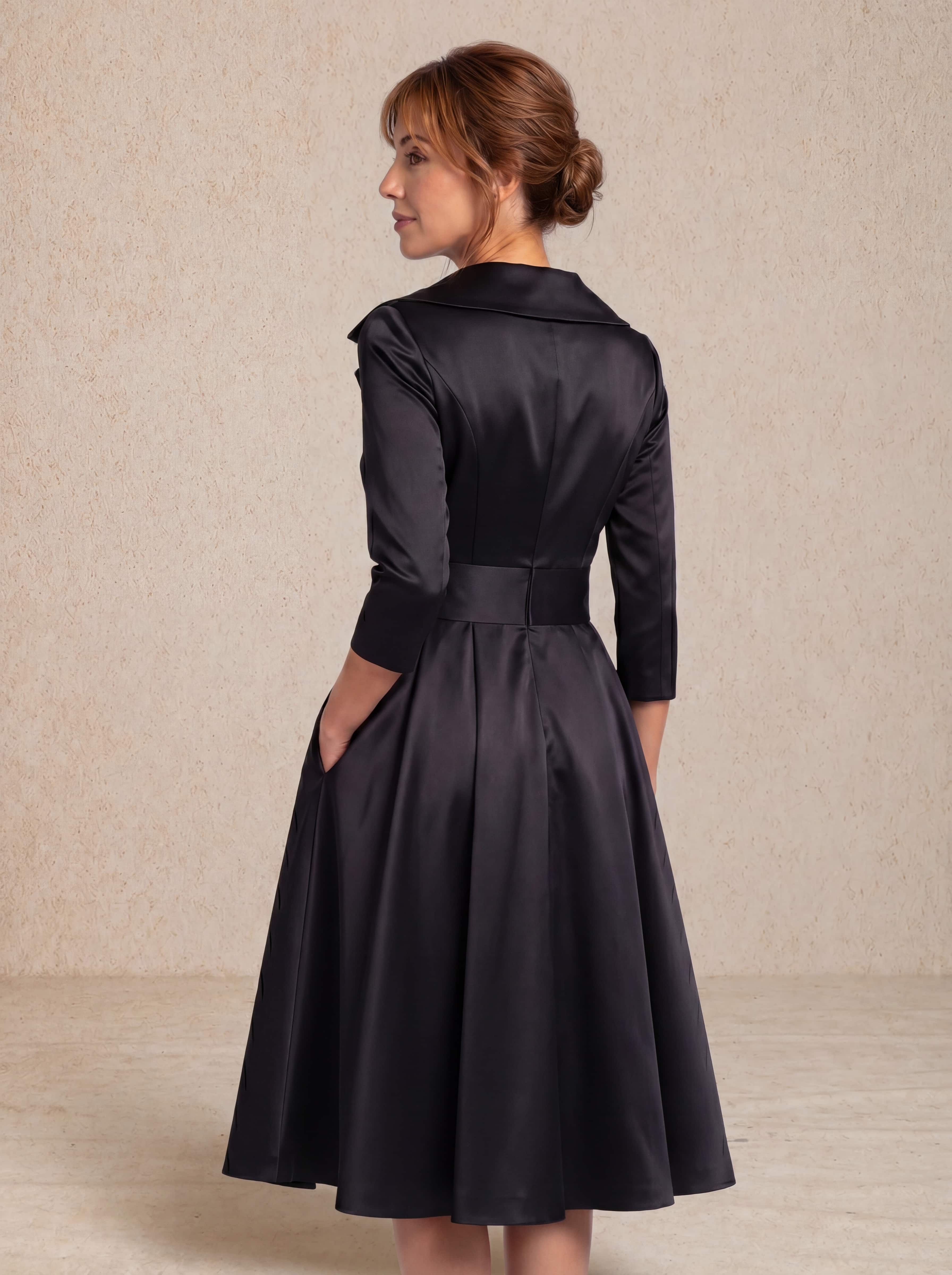 Vestido midi satinado elegante