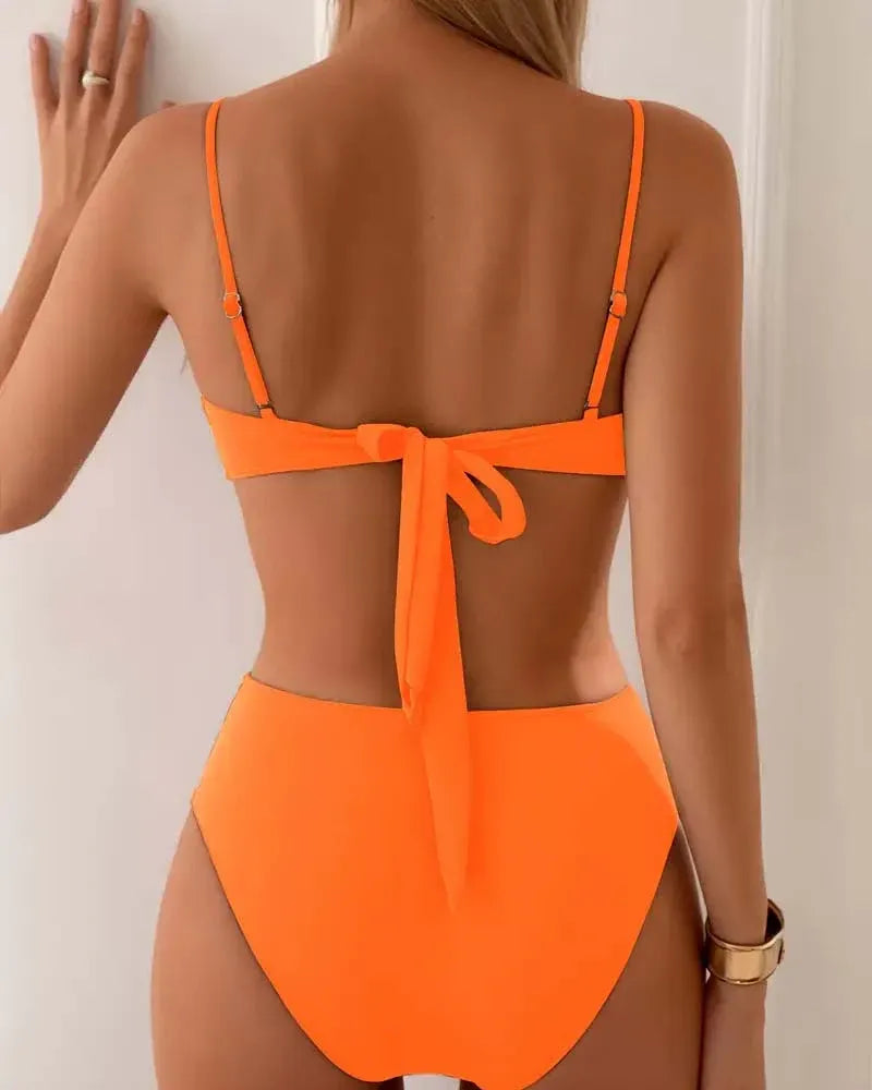 Bikini bandeau de talle alto