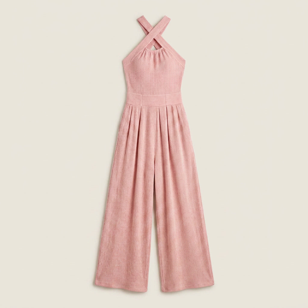 Mono Largo de Canalé con Cuello Halter para Mujer