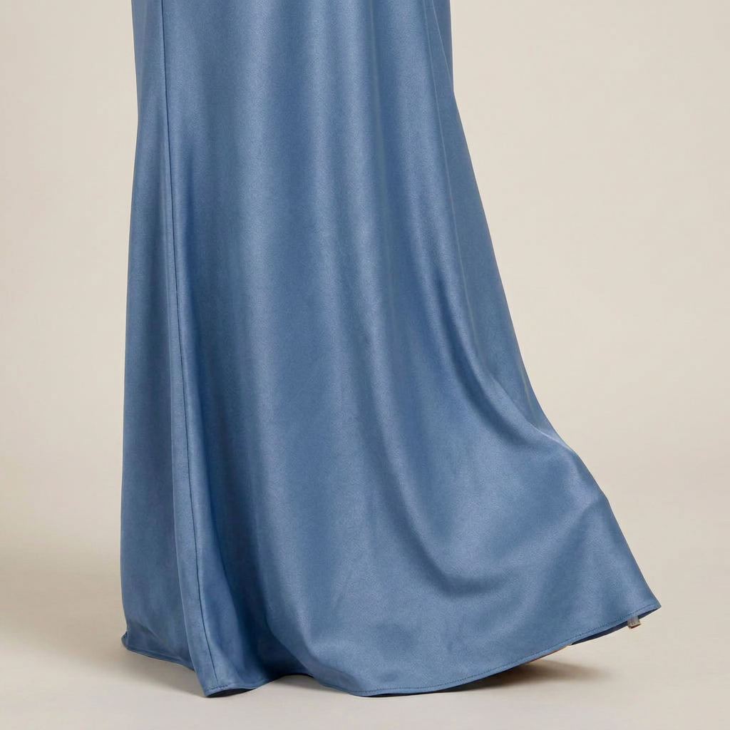 Vestido Largo Un Hombro Satén Fruncido Lateral para Mujer