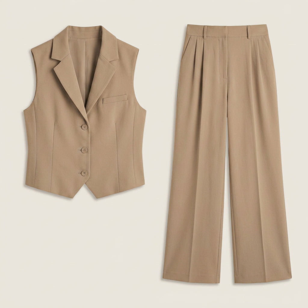 Conjunto de Chaleco y Pantalón Ancho para Mujer