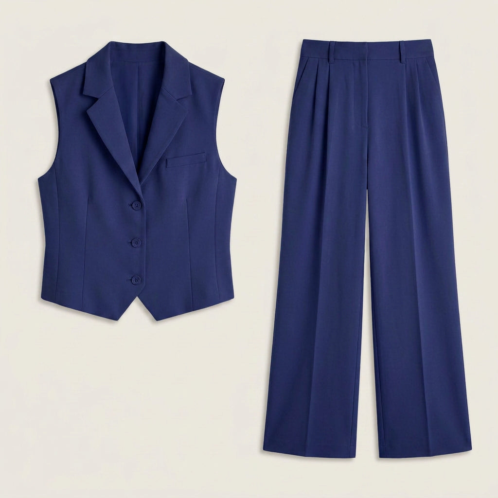 Conjunto de Chaleco y Pantalón Ancho para Mujer