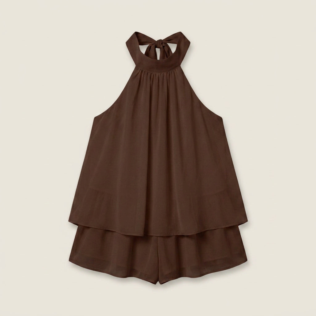 Mono Corto de Verano con Cuello Halter para Mujer