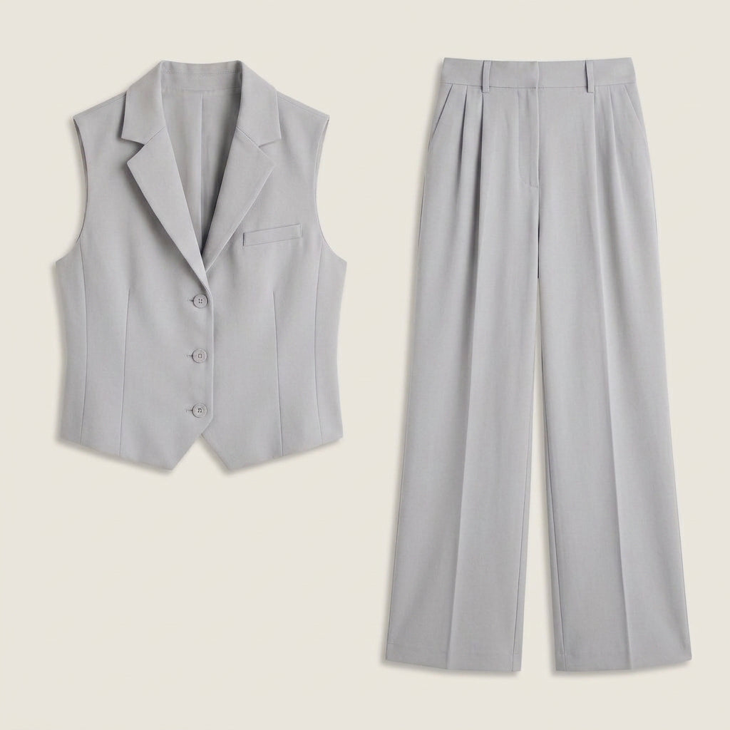 Conjunto de Chaleco y Pantalón Ancho para Mujer