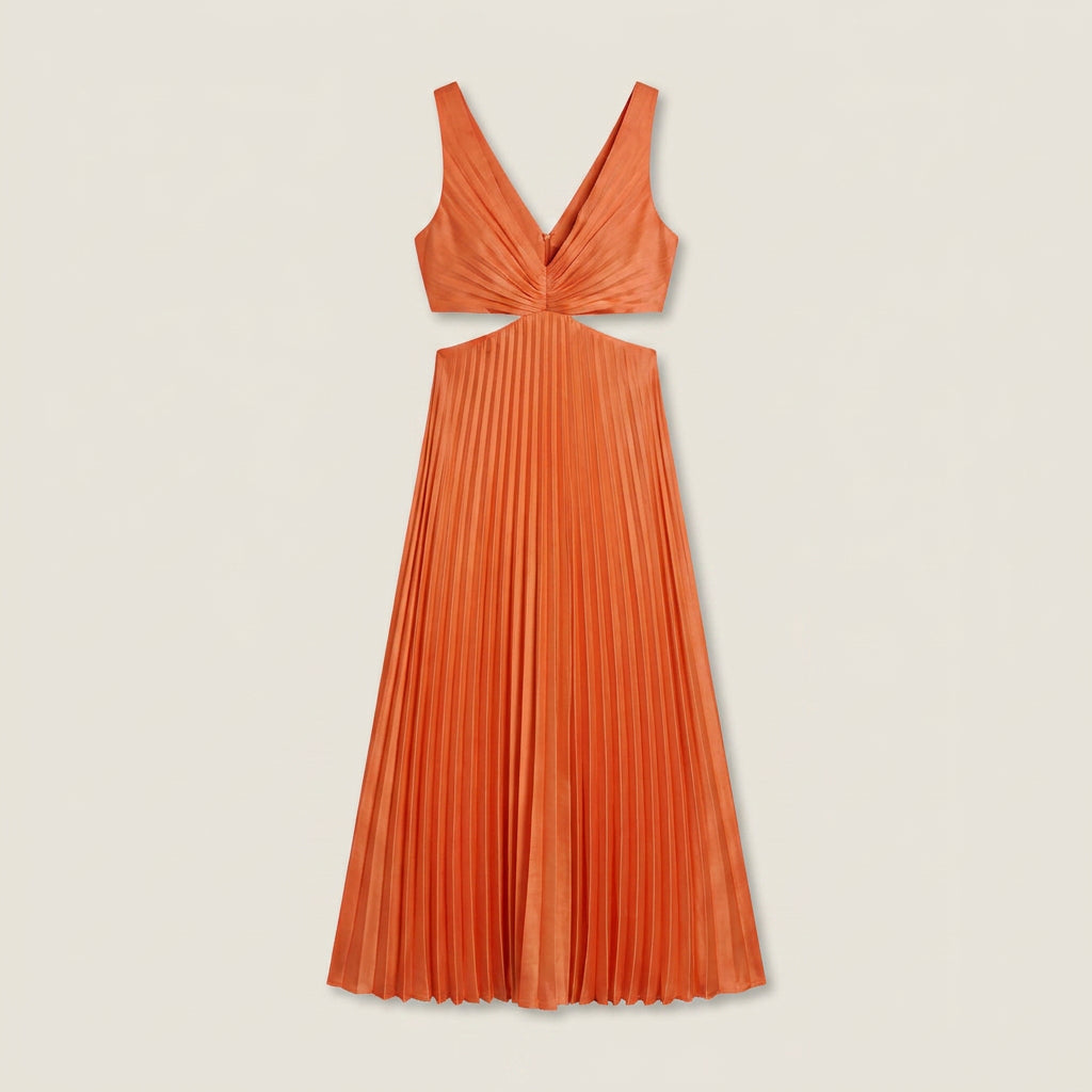 Vestido Fiesta Falda Plisada Cintura Descubierta para Mujer