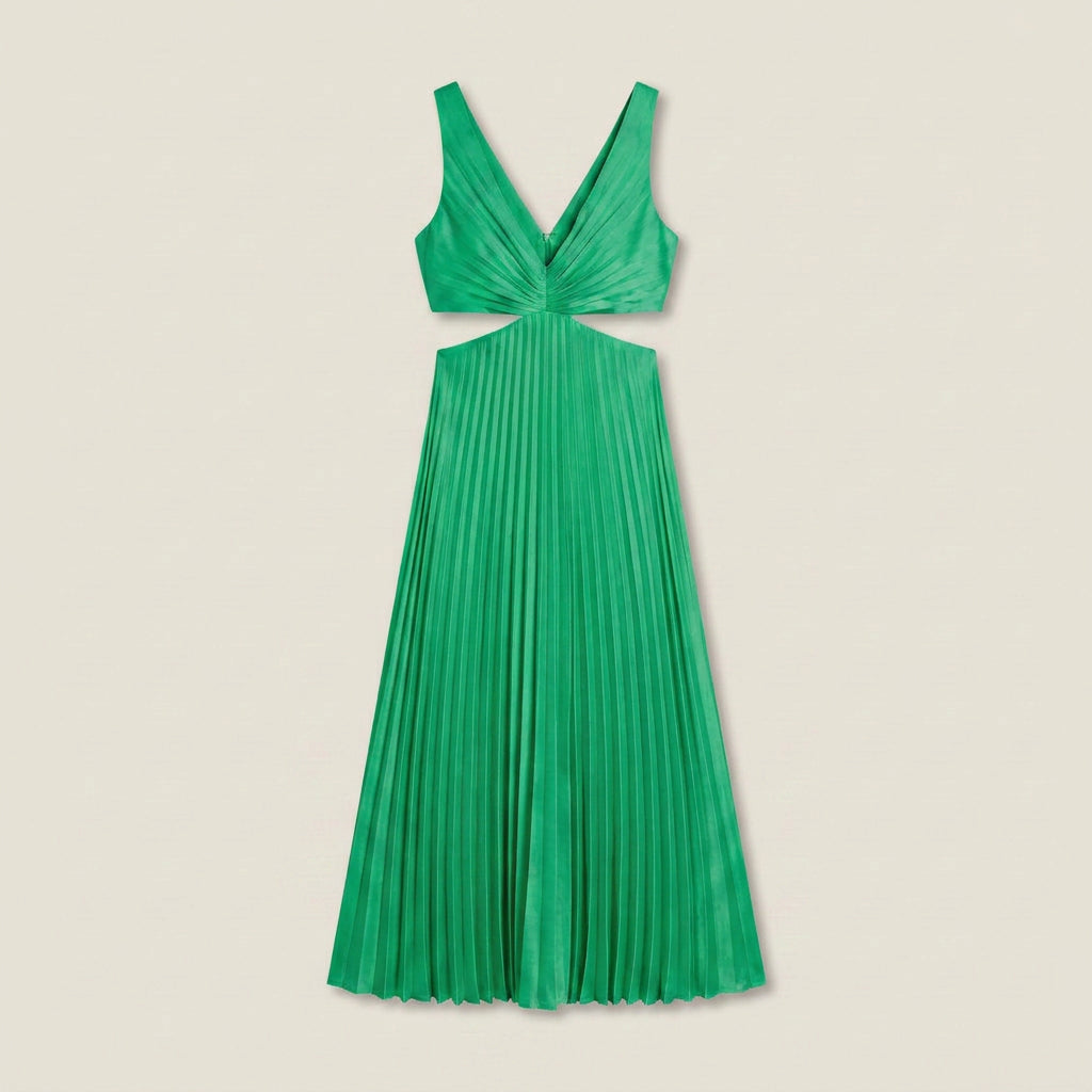 Vestido Fiesta Falda Plisada Cintura Descubierta para Mujer