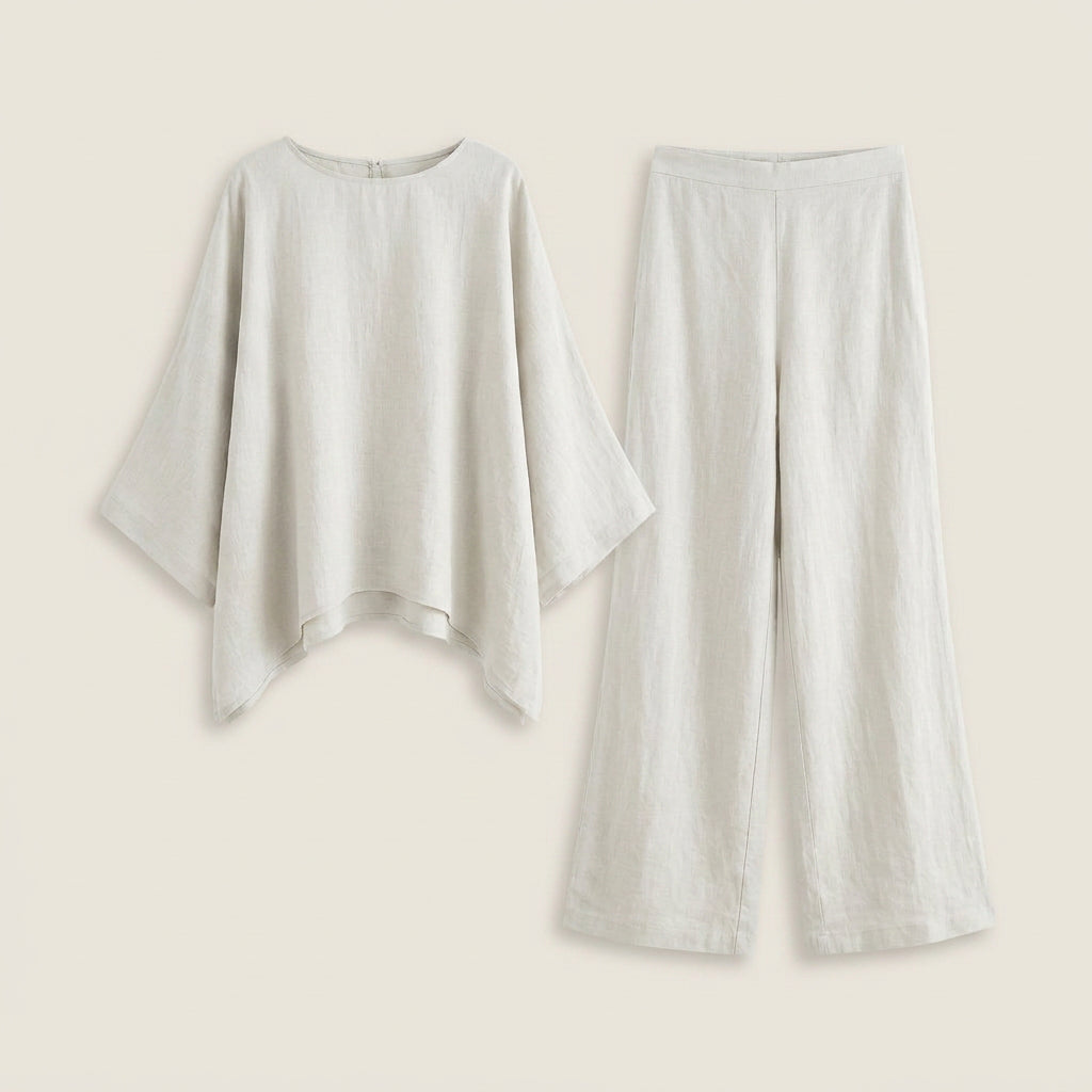 Conjunto Efecto Lino Top y Pantalón para Mujer