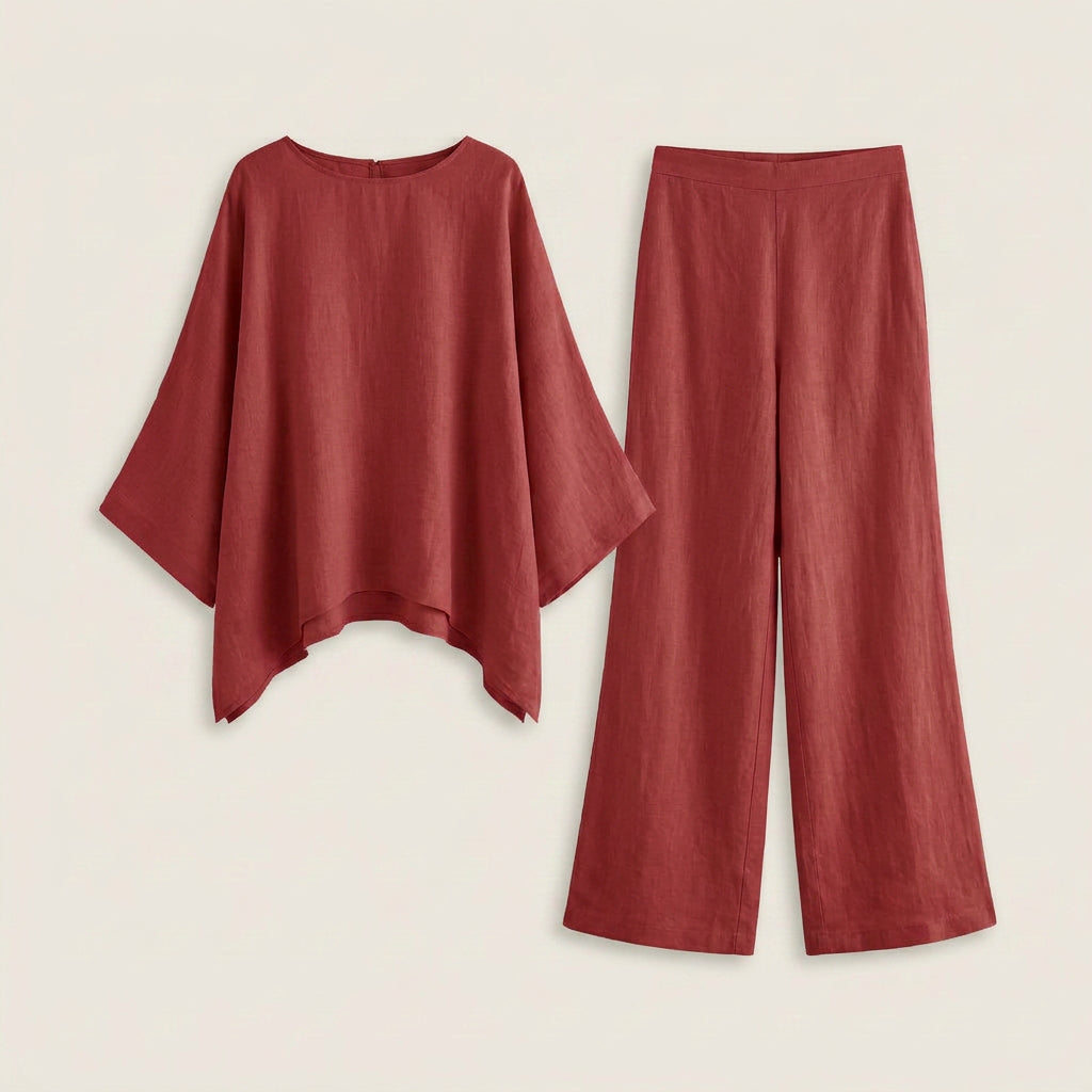 Conjunto Efecto Lino Top y Pantalón para Mujer