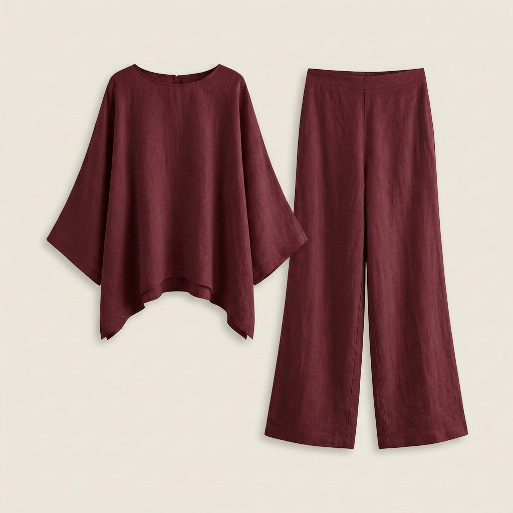 Conjunto Efecto Lino Top y Pantalón para Mujer