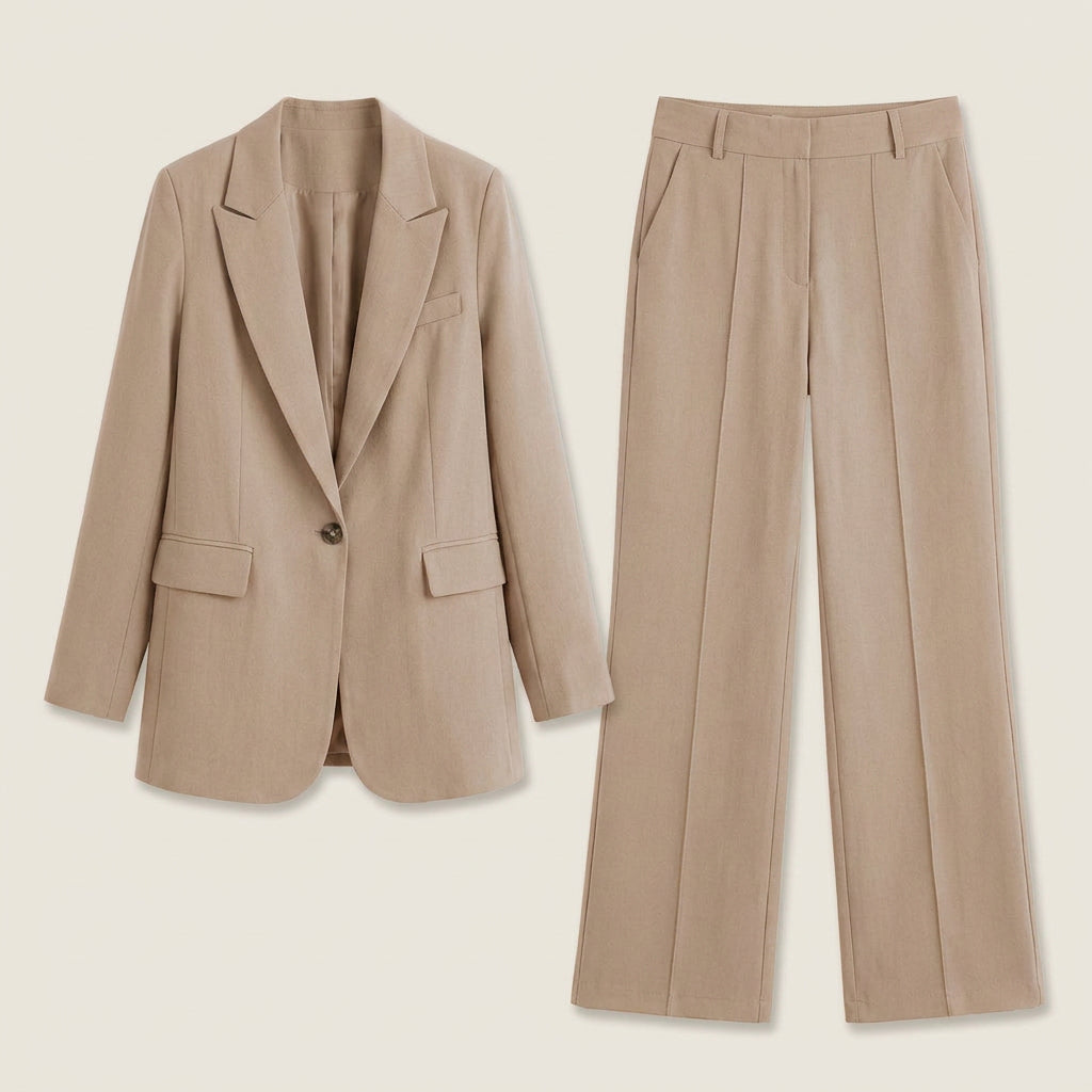 Conjunto Blazer Botón Pantalón Recto para Mujer