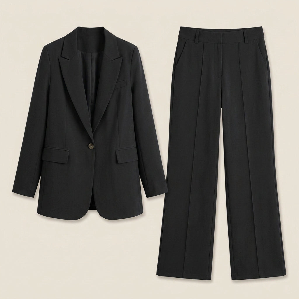Conjunto Blazer Botón Pantalón Recto para Mujer