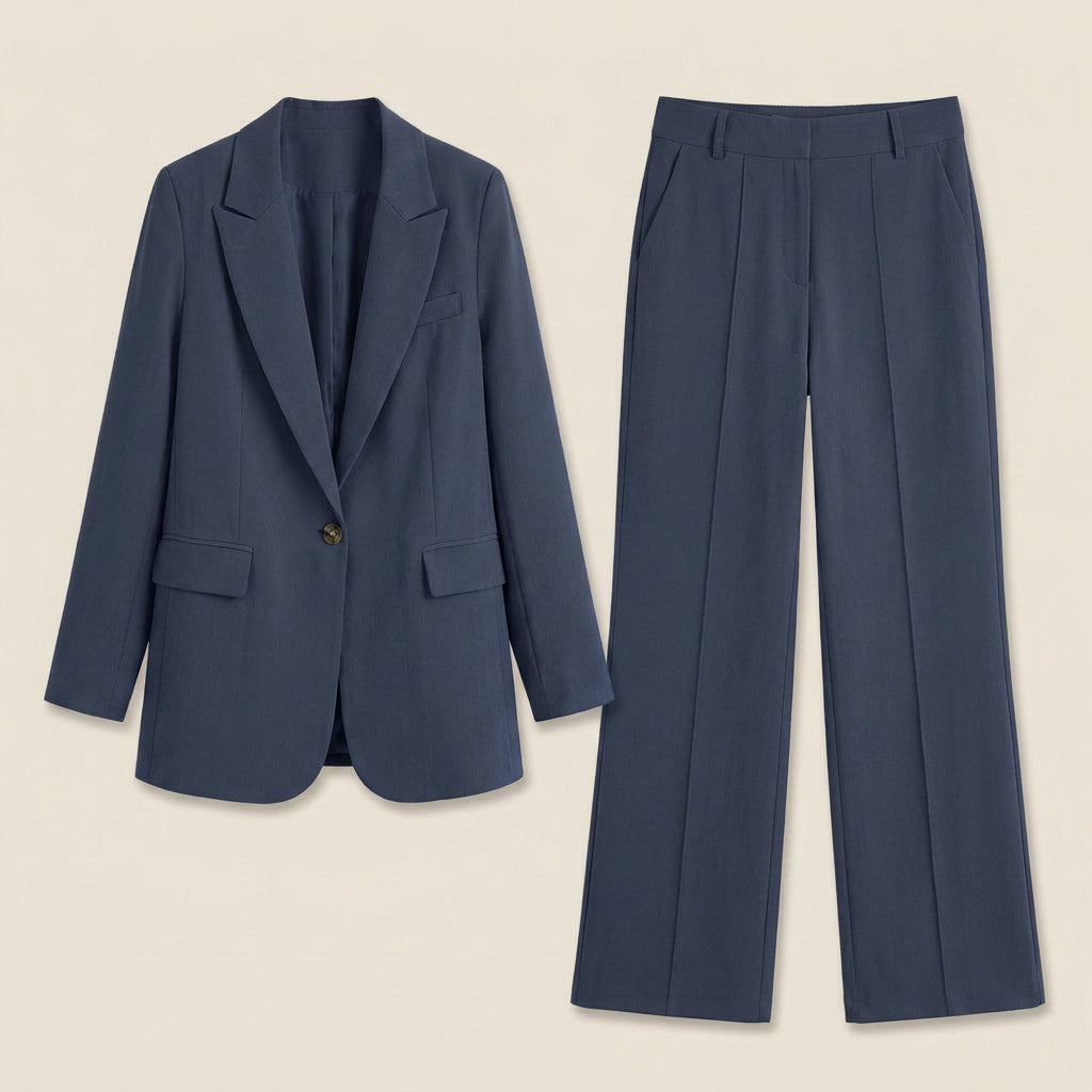 Conjunto Blazer Botón Pantalón Recto para Mujer