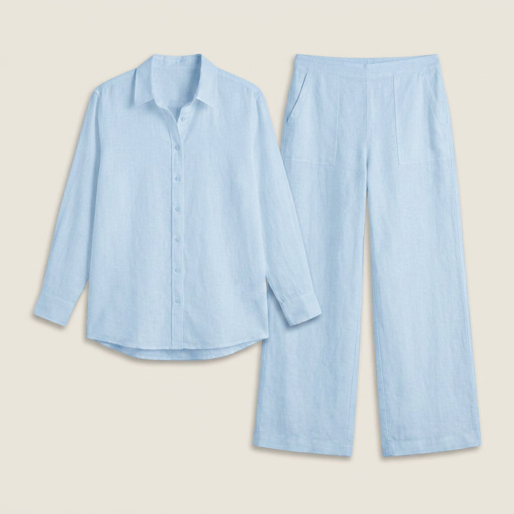 Conjunto Efecto Lino Camisa y Pantalón para Mujer