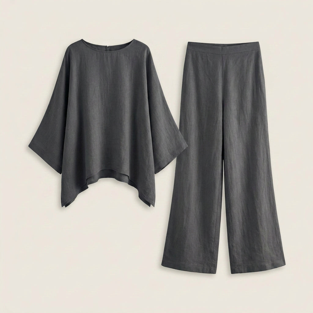 Conjunto Efecto Lino Top y Pantalón para Mujer