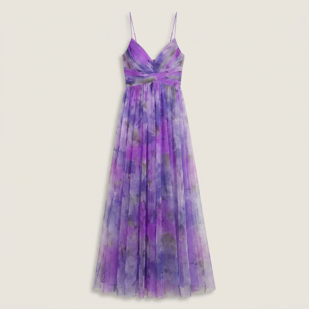 Vestido Largo Estampado Acuarela Tirantes Finos para Mujer