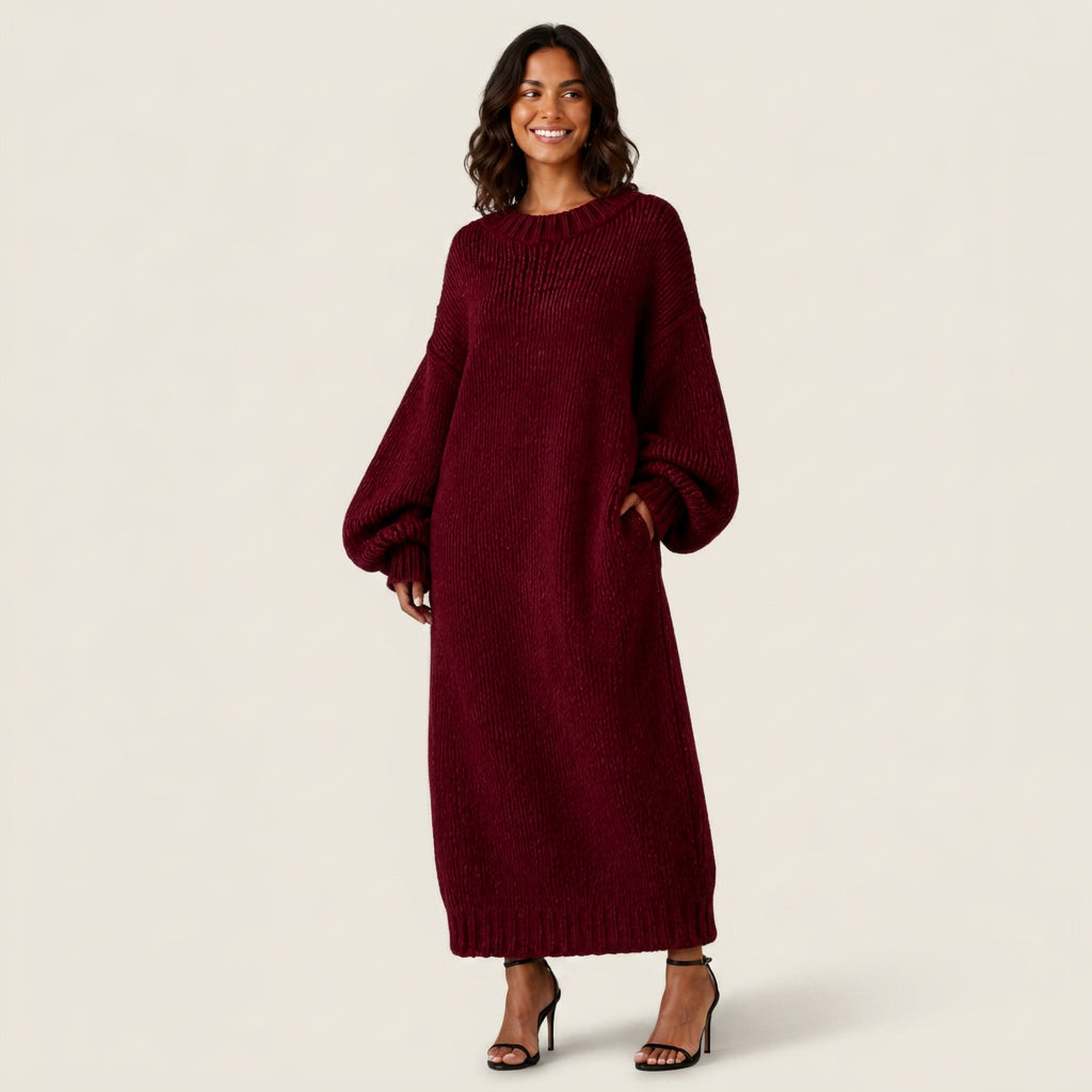 Vestido Largo De Punto Grueso Oversize para Mujer