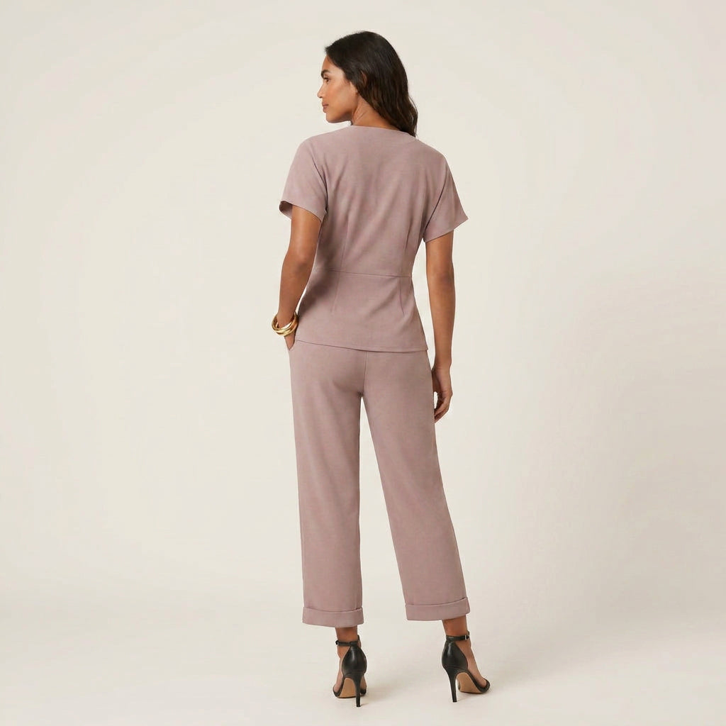 Conjunto Top Cruzado Pantalón Culotte Fluido para Mujer