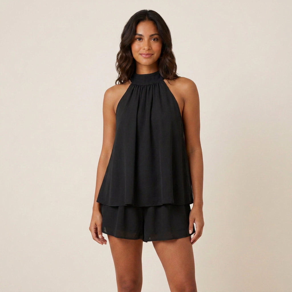 Mono Corto de Verano con Cuello Halter para Mujer