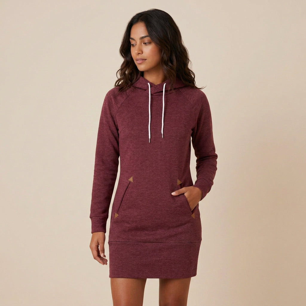 Vestido Sudadera con Capucha y Bolsillo Canguro para Mujer