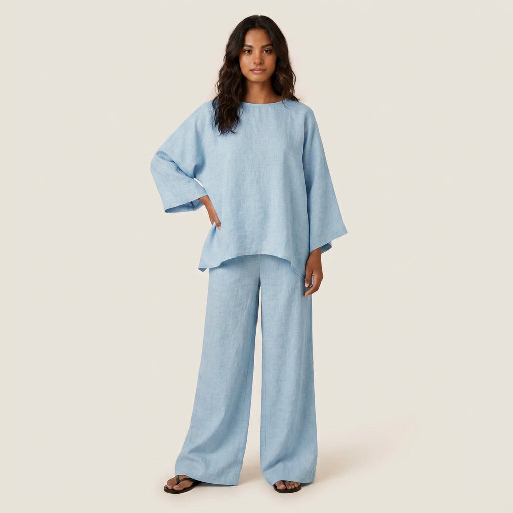 Conjunto Efecto Lino Top y Pantalón para Mujer