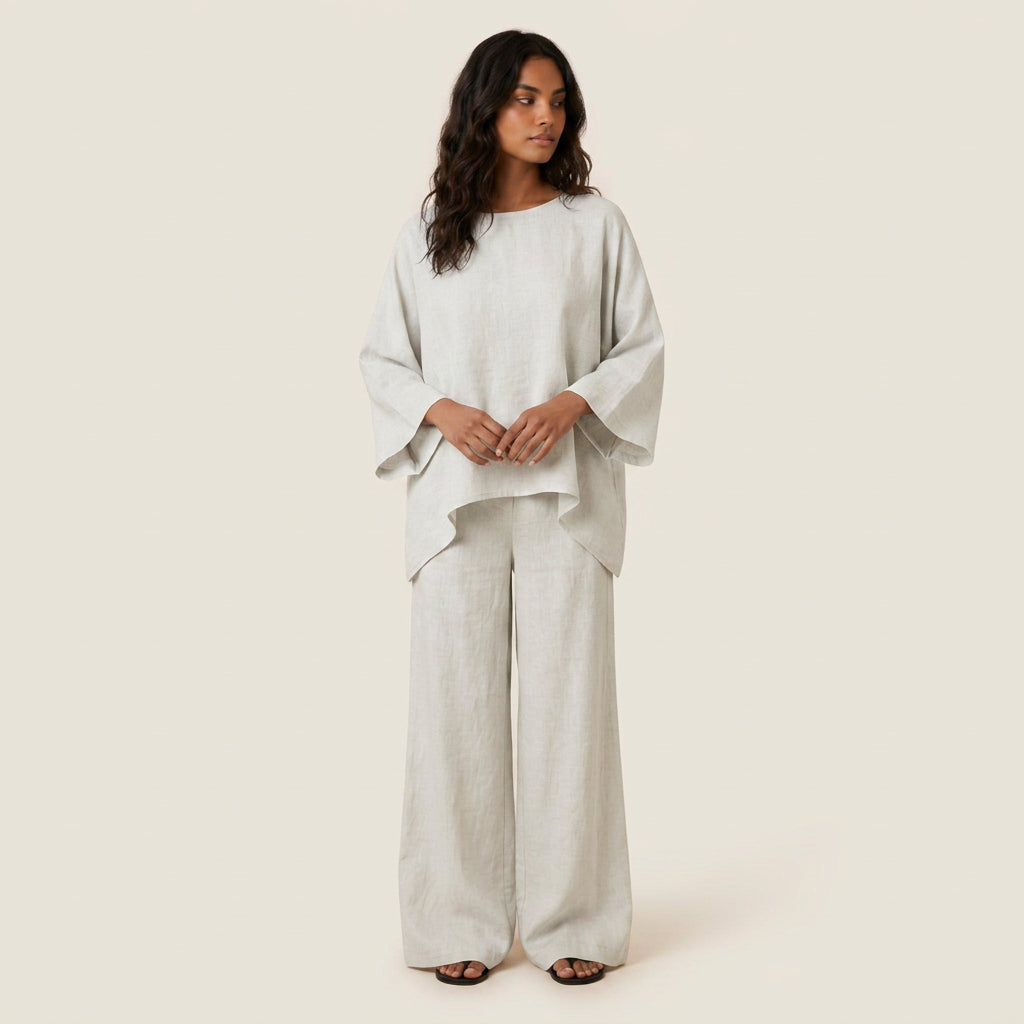 Conjunto Efecto Lino Top y Pantalón para Mujer