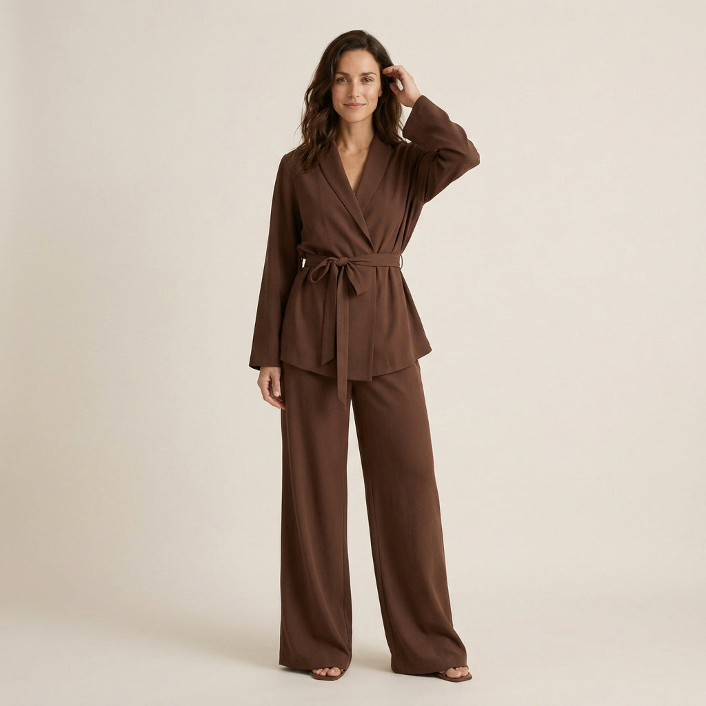 Conjunto Americana y Pantalón Ancho para Mujer