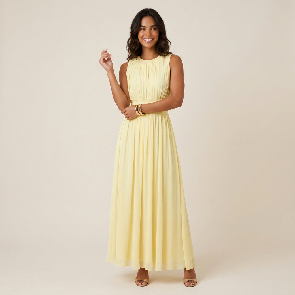 Vestido Largo Efecto Gasa sin Mangas para Mujer