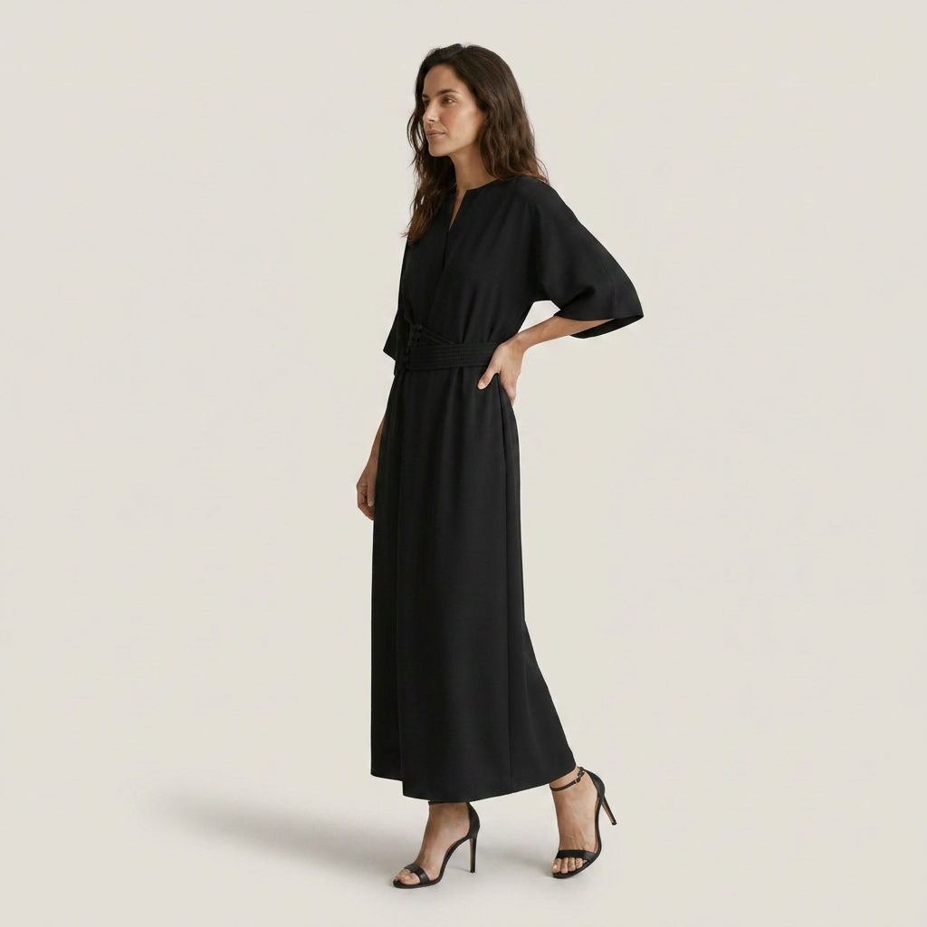 Vestido Maxi Kimono Cinturón Obi Manga Ancha para Mujer