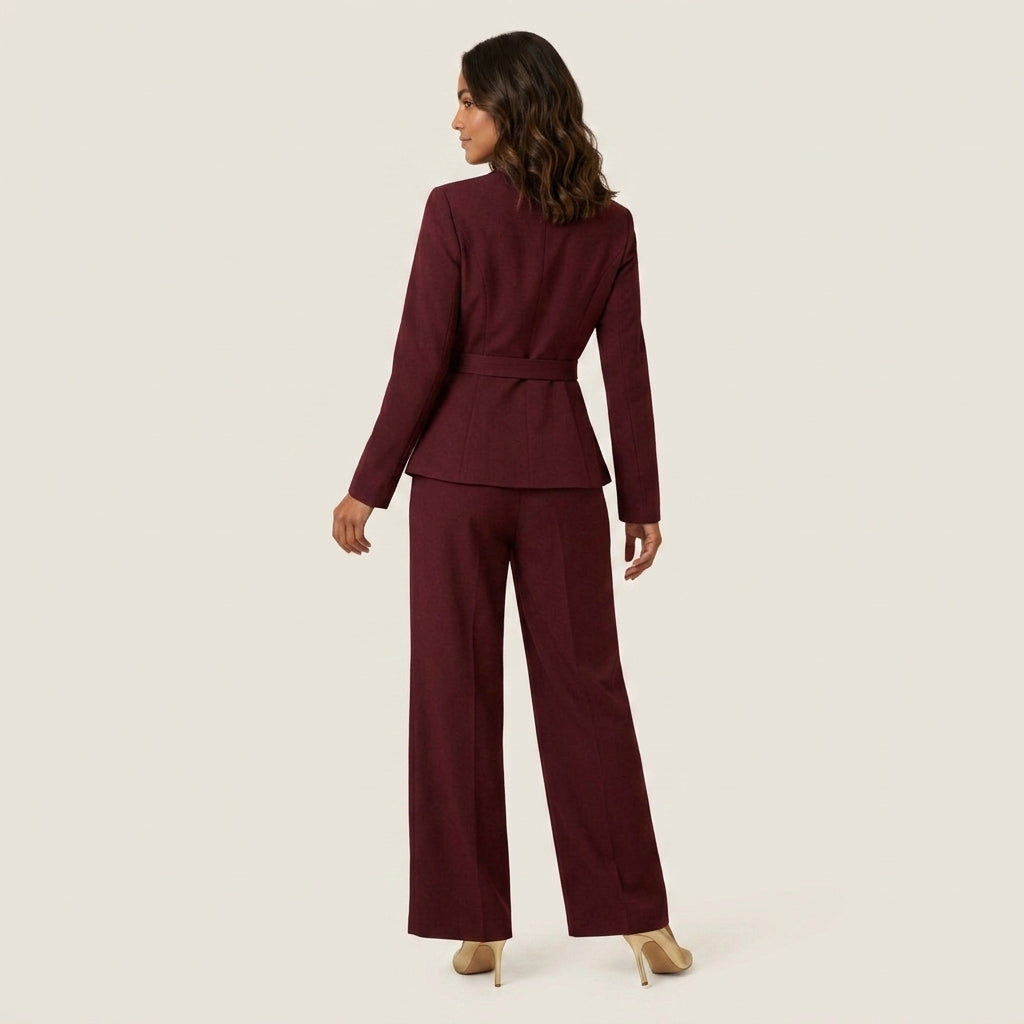 Conjunto Blazer Asimétrico y Pantalón Ancho para Mujer