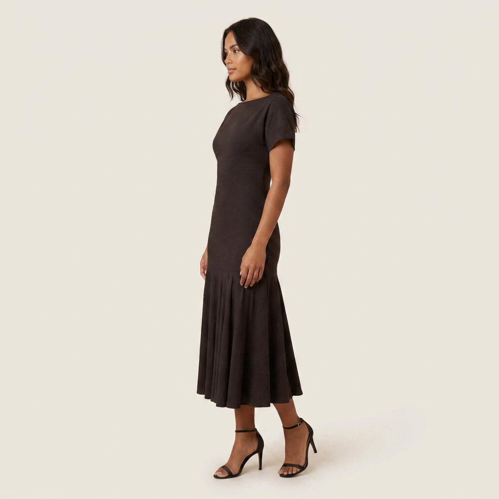 Vestido Midi de Cóctel con Falda de Vuelo para Mujer