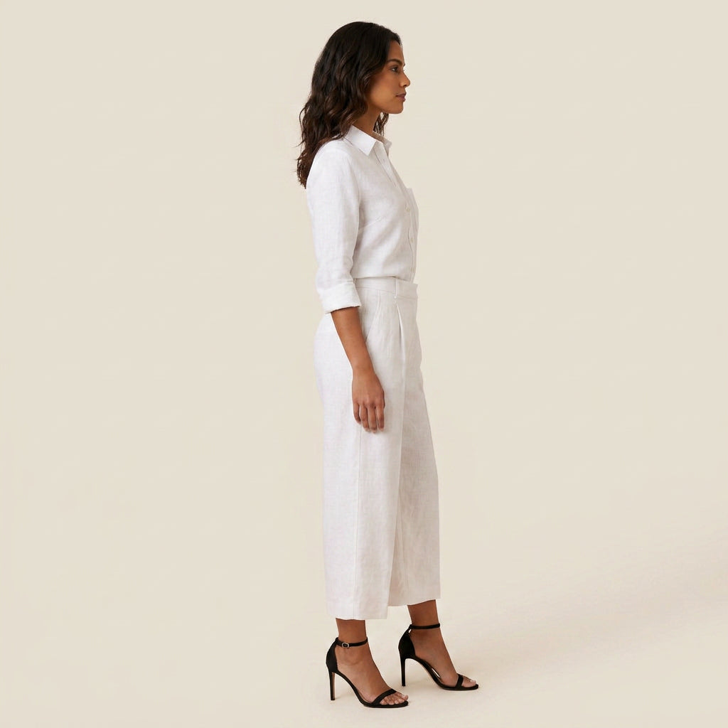 Conjunto de Lino con Camisa y Pantalón Culotte para Mujer