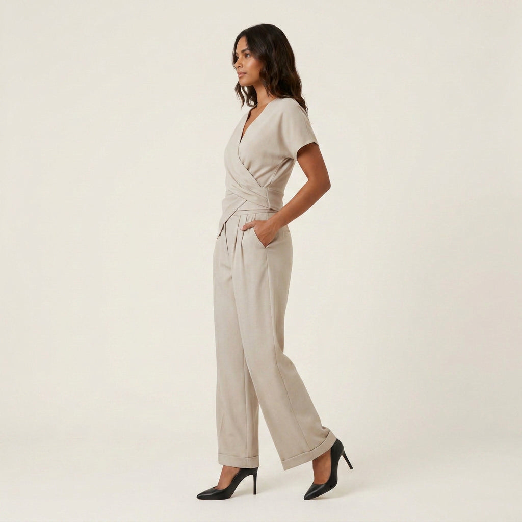 Conjunto Blusa Cruzada y Pantalón para Mujer