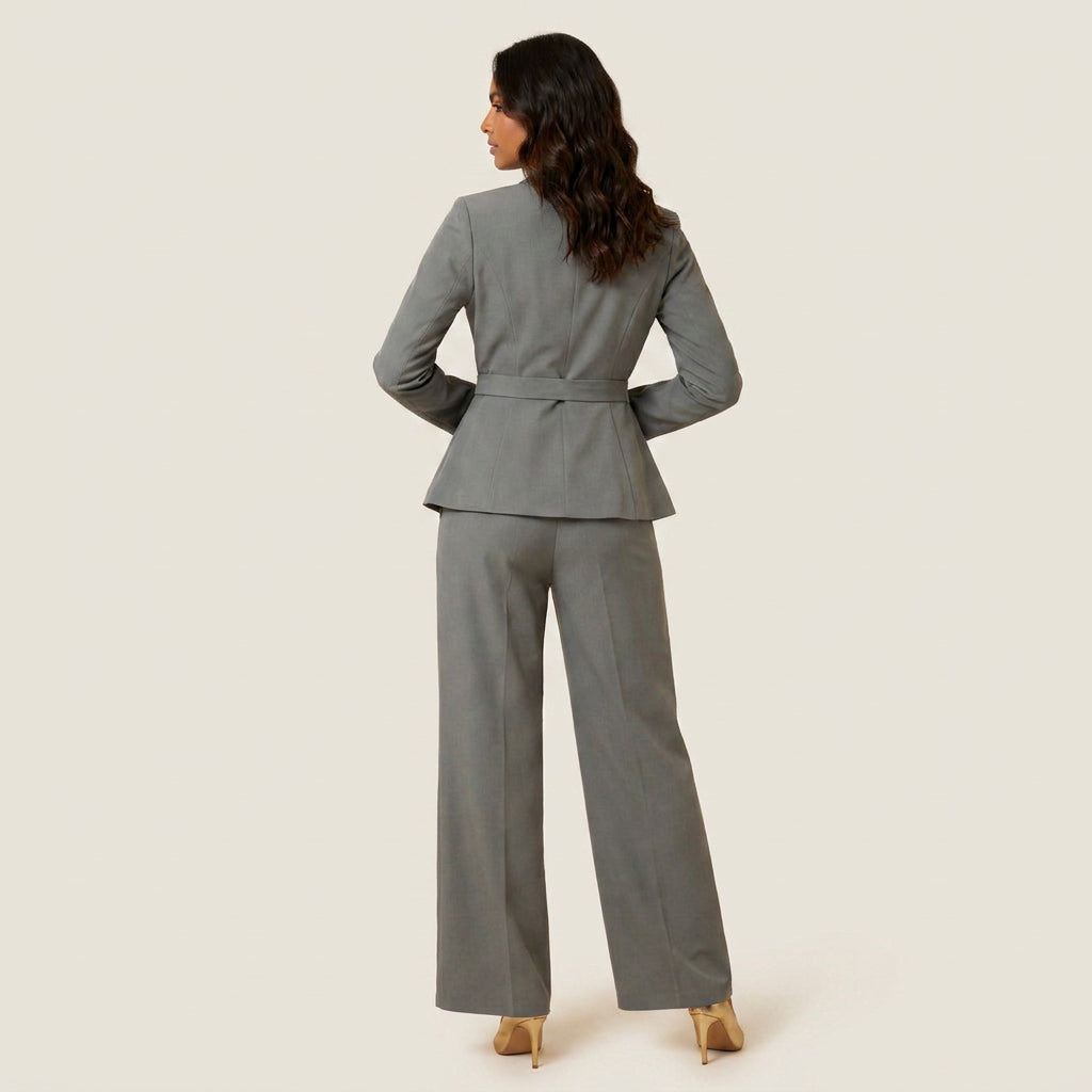 Conjunto Blazer Asimétrico y Pantalón Ancho para Mujer